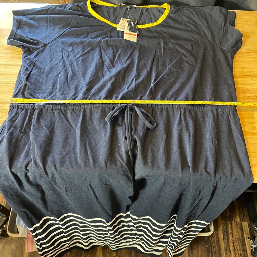 Jones New York Navy Midi Dress with Yellow Trim and White Stripes - Picture 5 of 9